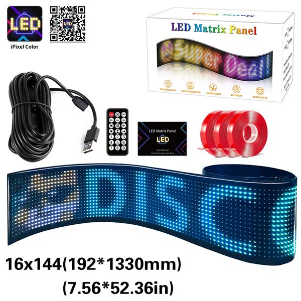 Najcos 16x144 flexible LED matrix panel, a 1.33 metre full-colour scrolling sign