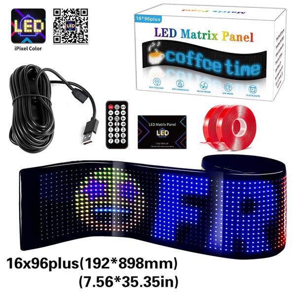 Najcos 16x96plus flexible LED matrix panel kit with remote, USB cable and mounting tape